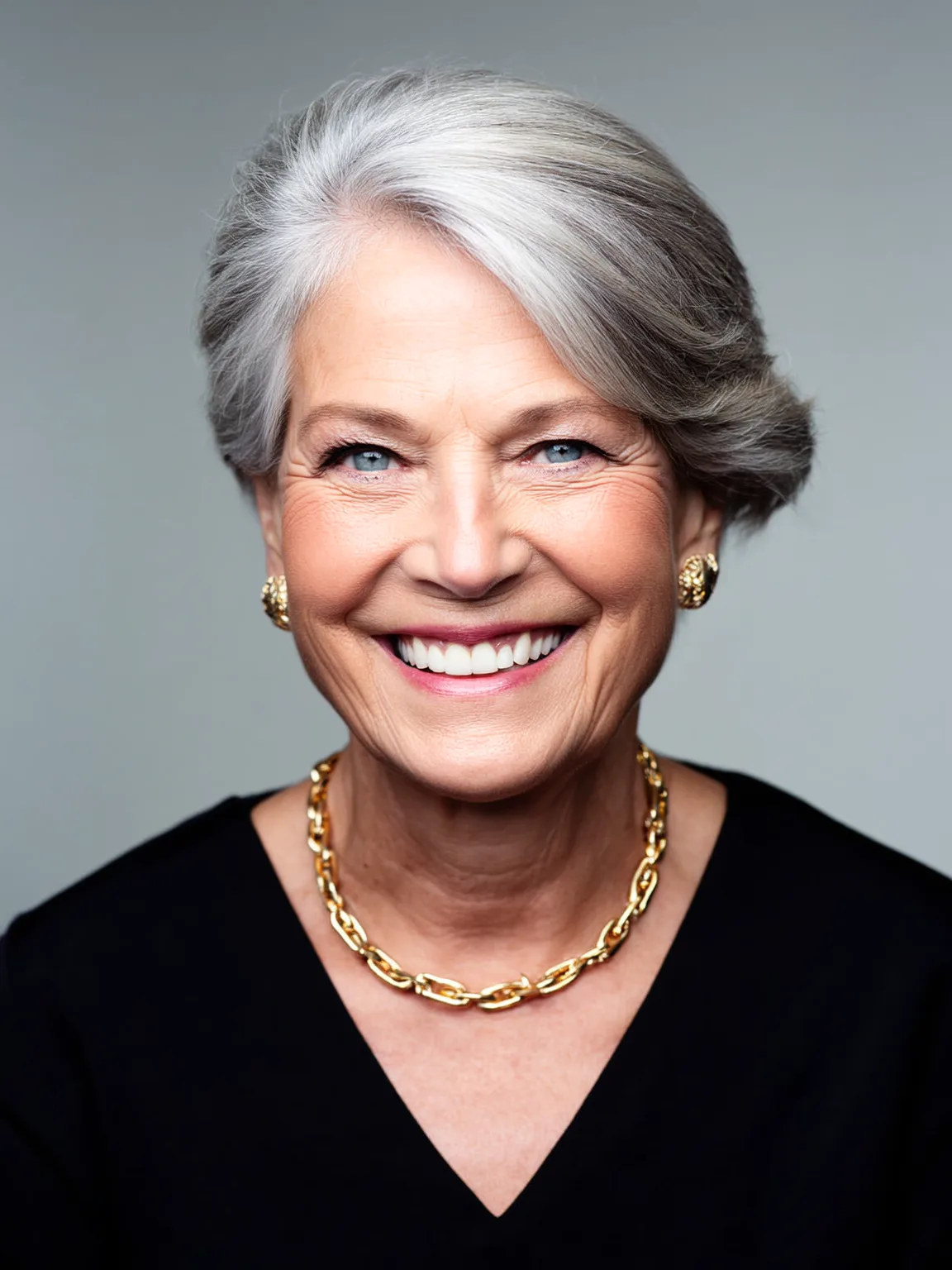 Short Classic Wavy Silver Frost Bob with Side-Swept Bangs